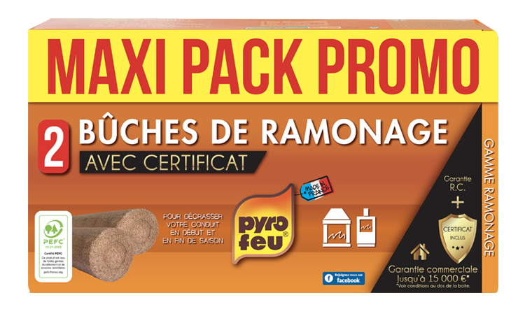 2 Bûches de ramonage 1100g + Certificat